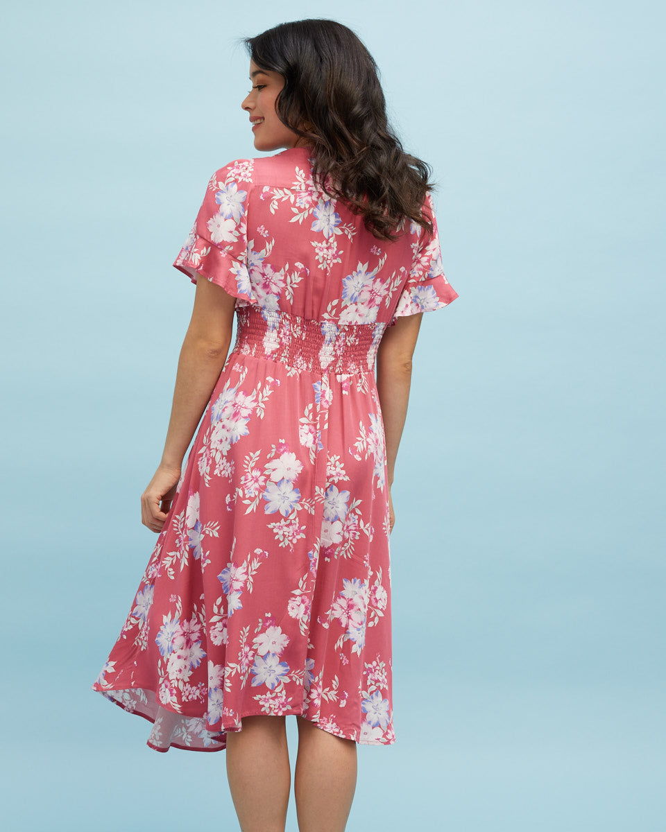 Midi Nursing Dress - Rose Floral - Peachymama - 9