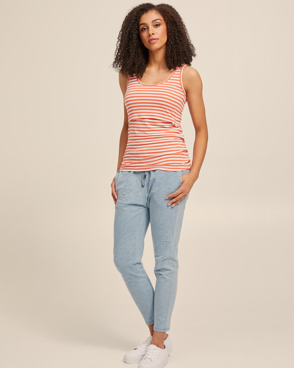 Bamboo Nursing Tank in Coral Stripe - Peachymama - 6