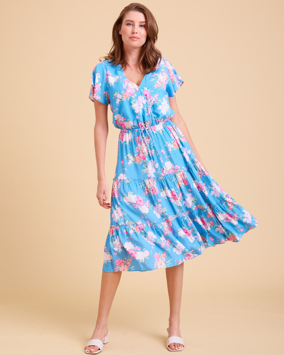 Honeysuckle Midi Nursing Dress - Eden Floral - Peachymama