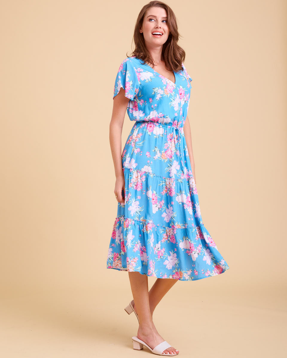 Honeysuckle Midi Nursing Dress - Eden Floral - Peachymama
