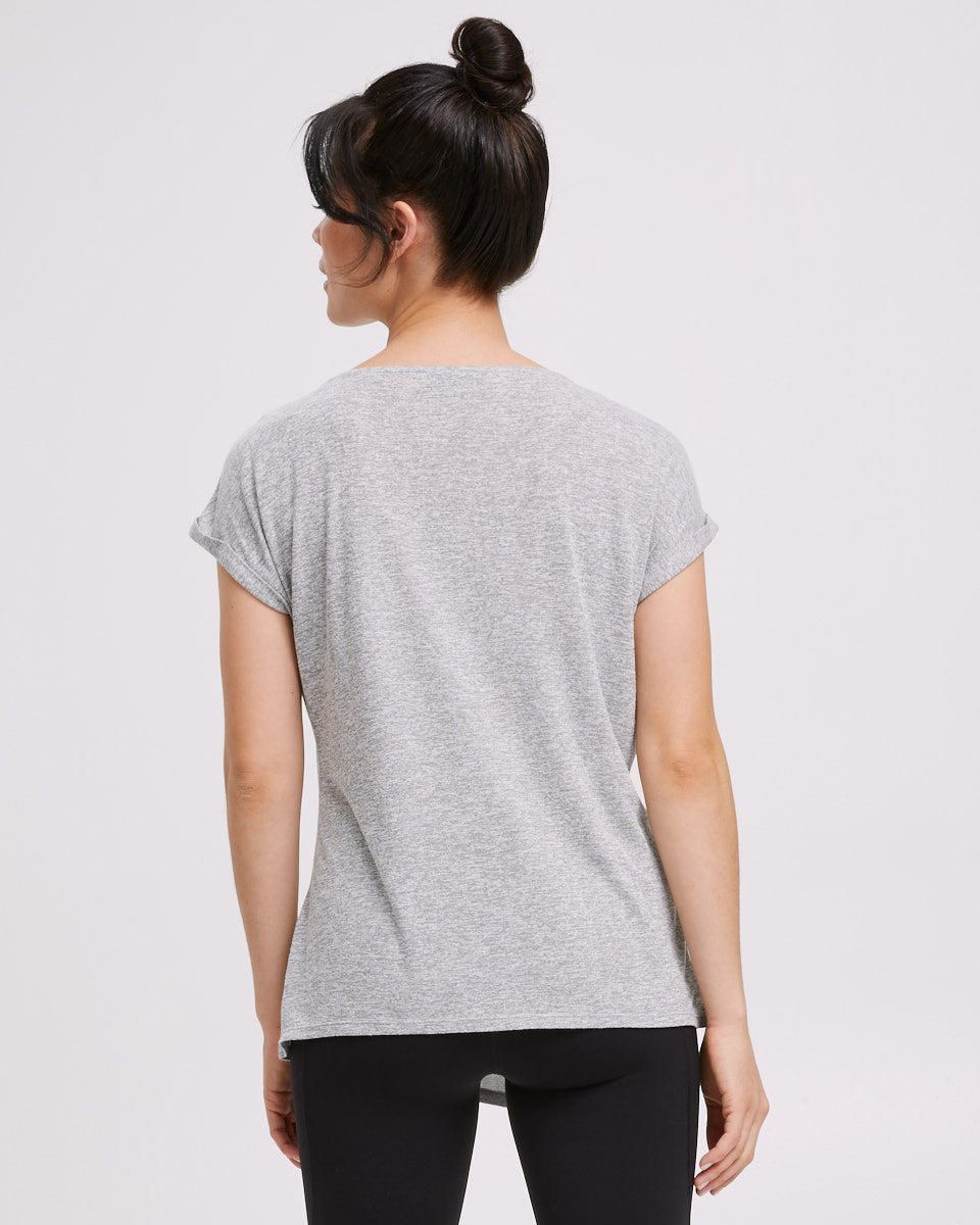 Active Asymmetric Tee - Grey Marle - Peachymama - 5