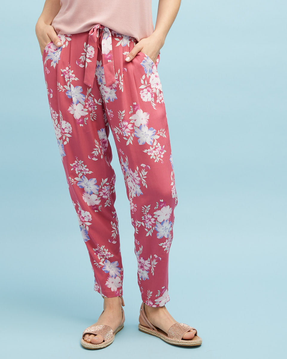 Harem Postpartum Pants - Deep Rose - Peachymama - 1