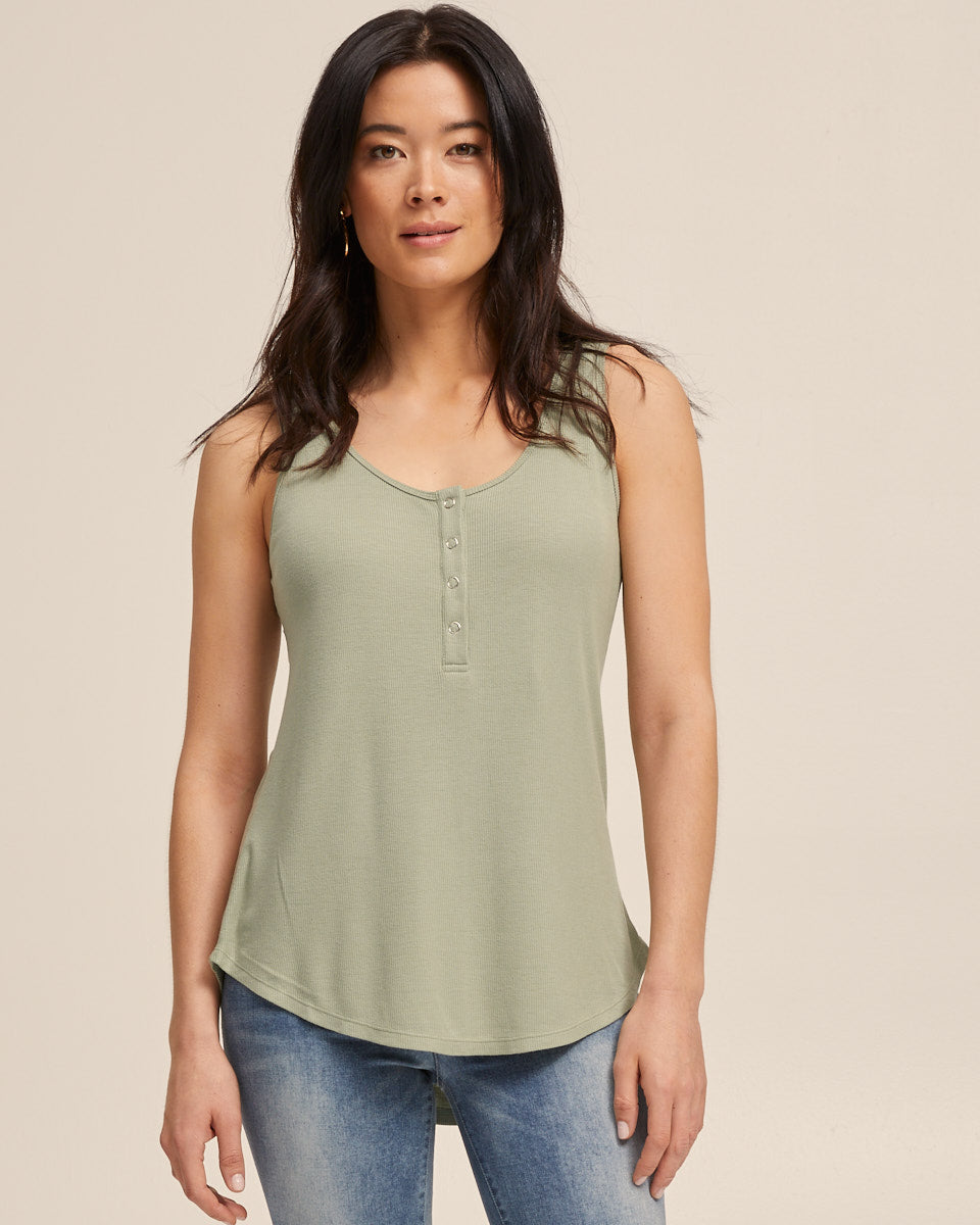 Ribbed Breastfeeding Tank - Khaki - Peachymama - 2