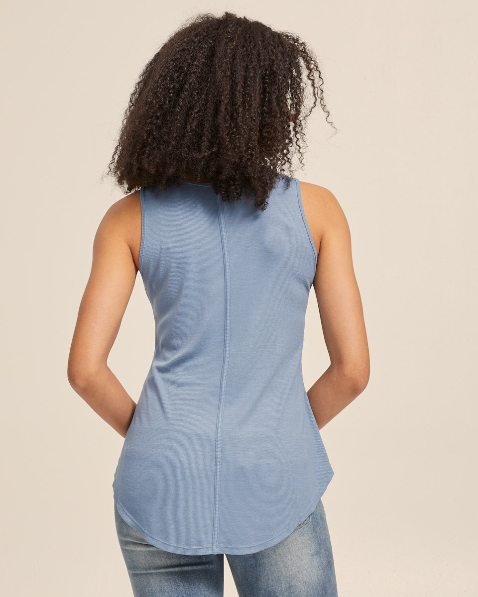 Ribbed Breastfeeding Tank - Blue - Peachymama - 3
