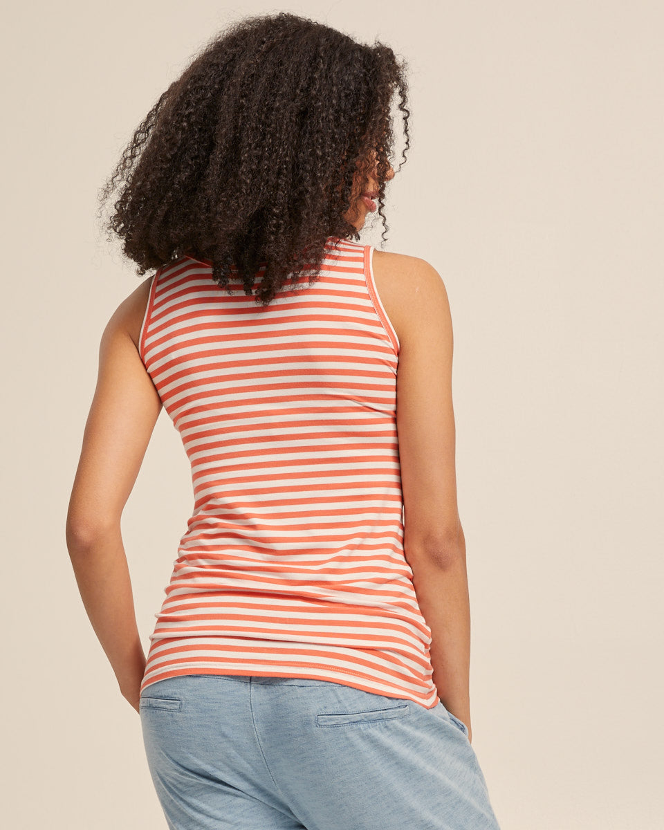 Bamboo Nursing Tank in Coral Stripe - Peachymama - 4