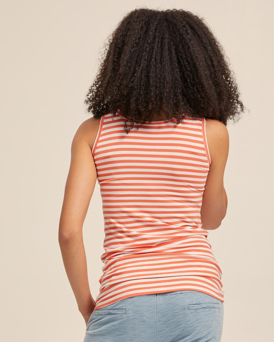 Bamboo Nursing Tank in Coral Stripe - Peachymama - 5
