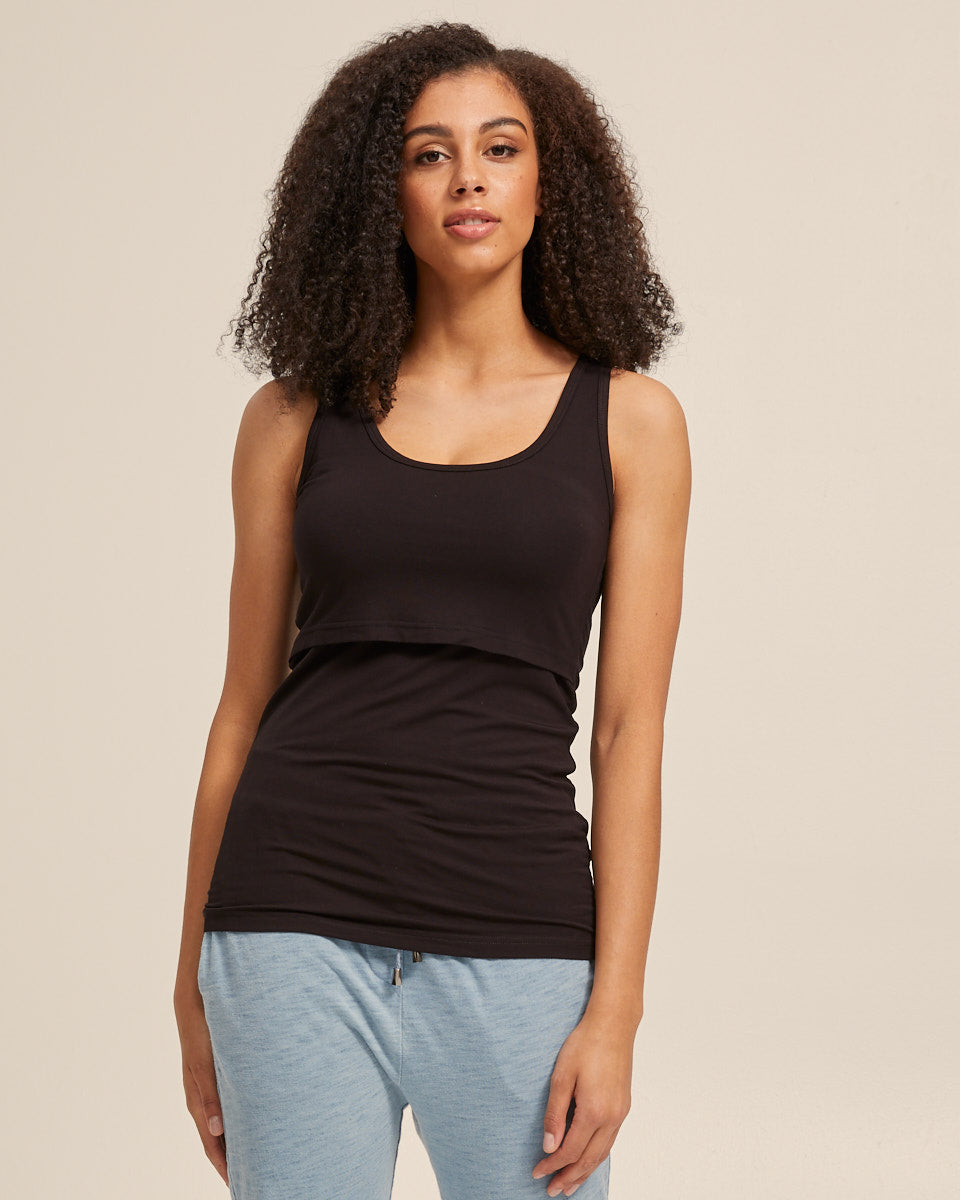 Black Bamboo Nursing Tank - Peachymama