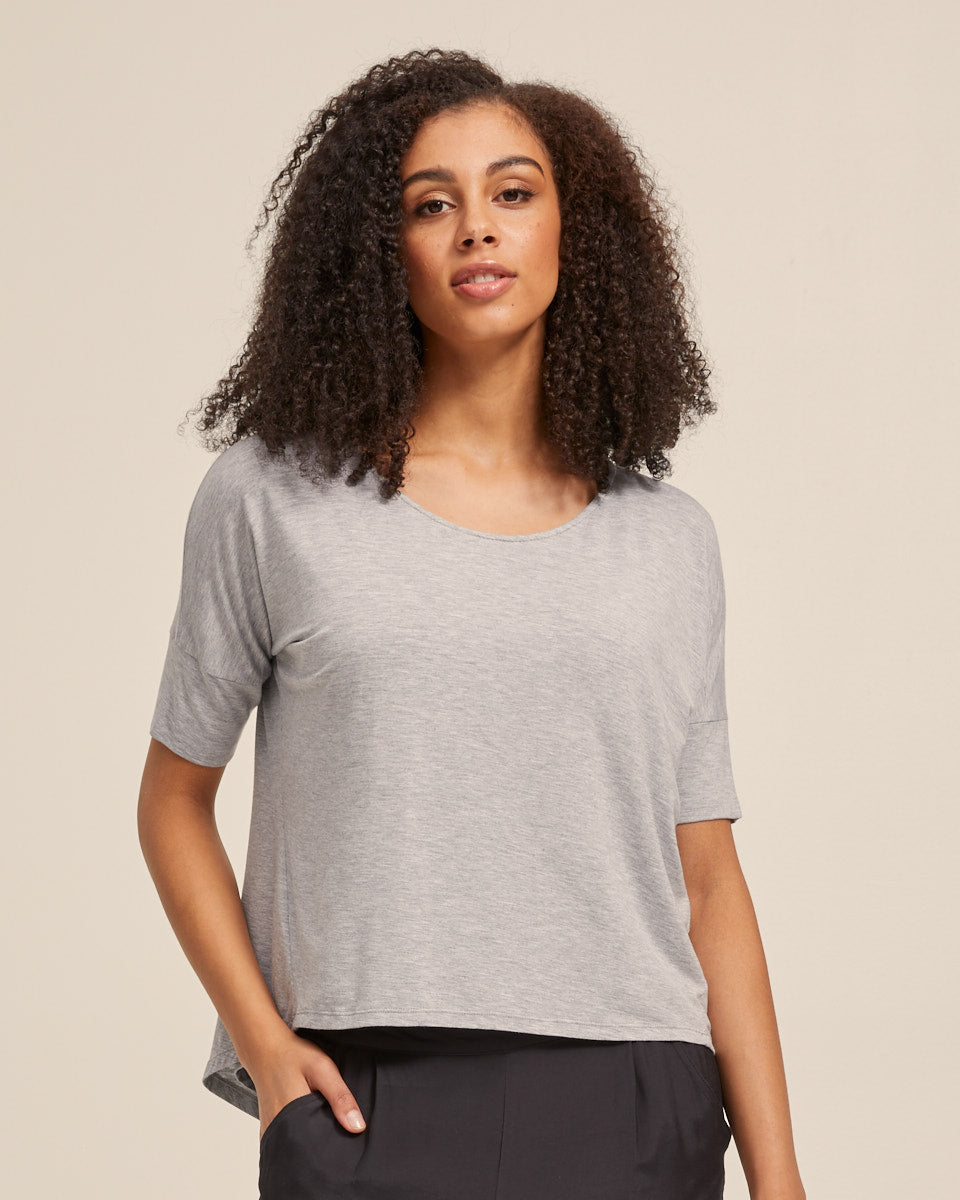 Bamboo Breastfeeding Boxy Tee - Grey Marle - Peachymama - 1