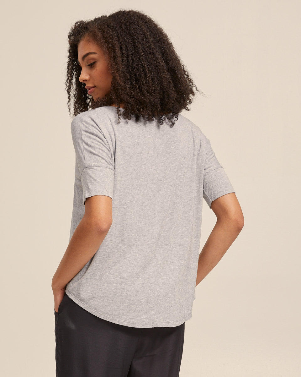 Bamboo Breastfeeding Boxy Tee - Grey Marle - Peachymama - 3