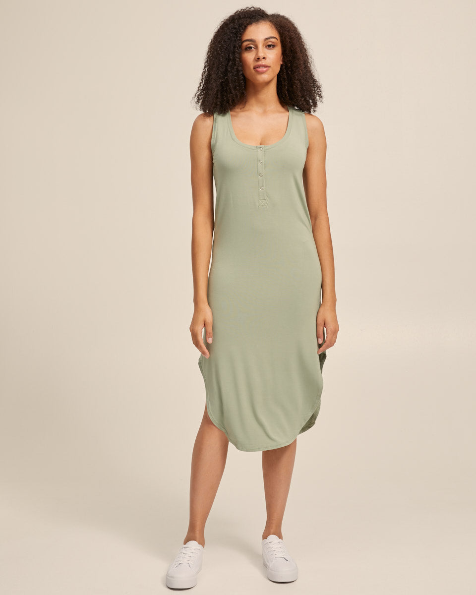 Breastfeeding Tank Dress - Khaki - Peachymama - 1