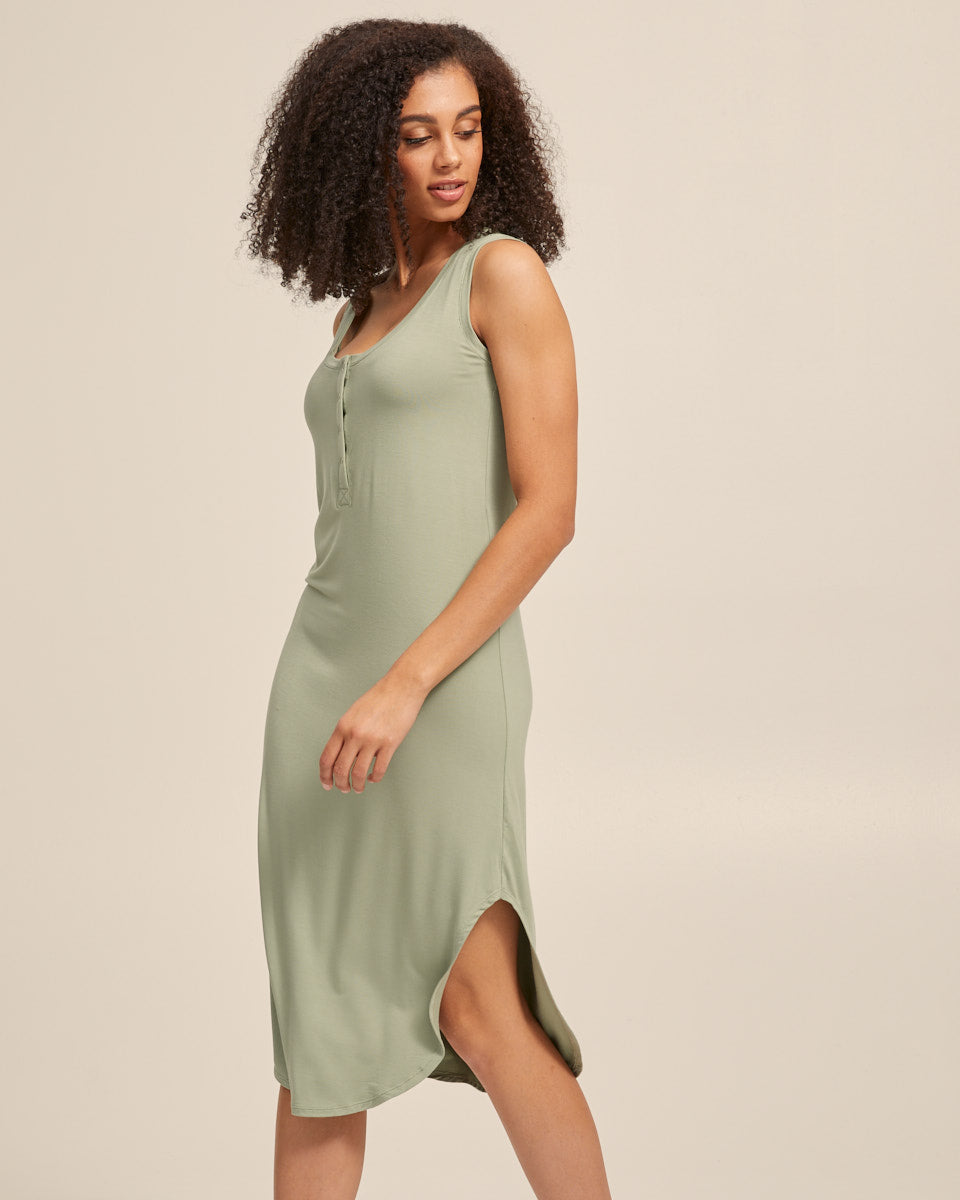 Breastfeeding Tank Dress - Khaki - Peachymama - 5