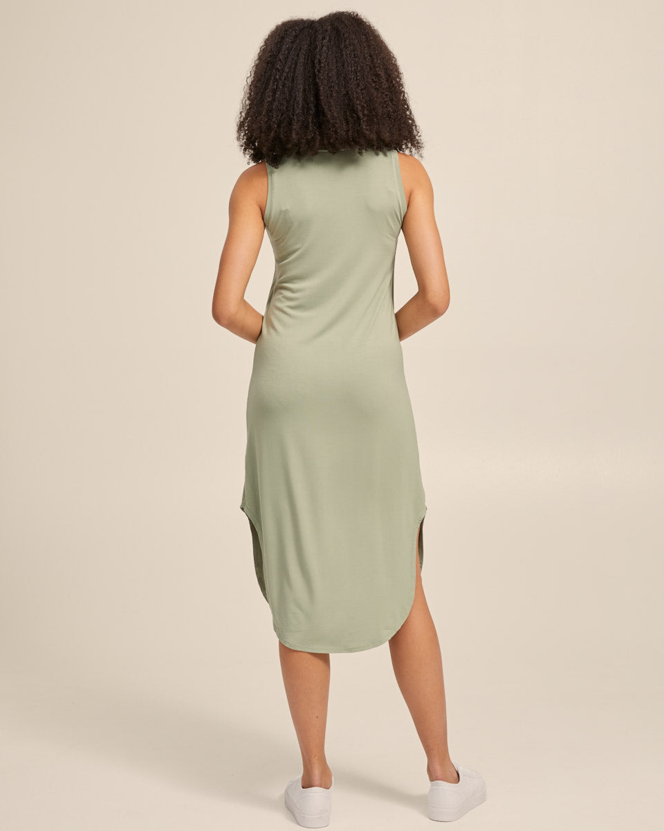 Breastfeeding Tank Dress - Khaki - Peachymama - 3