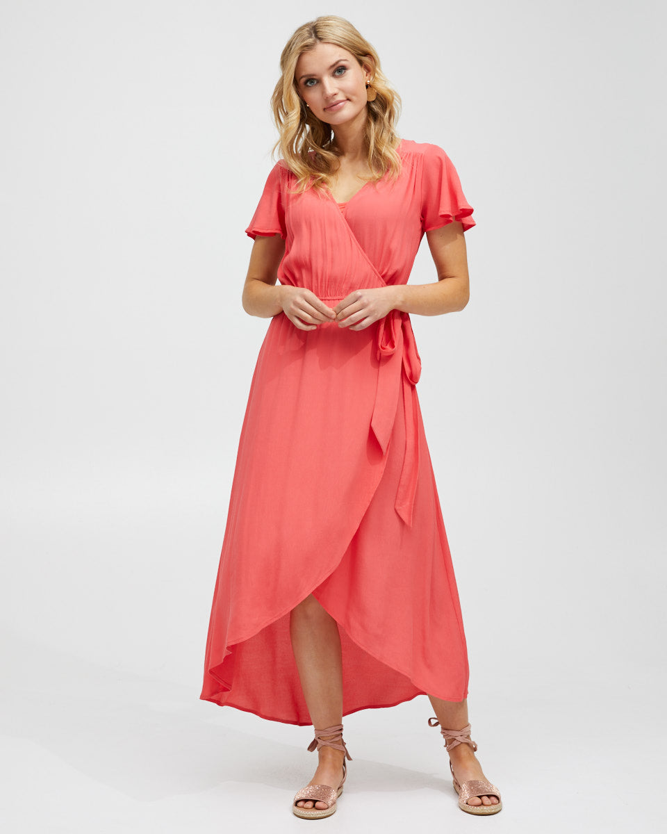 Wrap Nursing Dress - Watermelon - Peachymama - 1