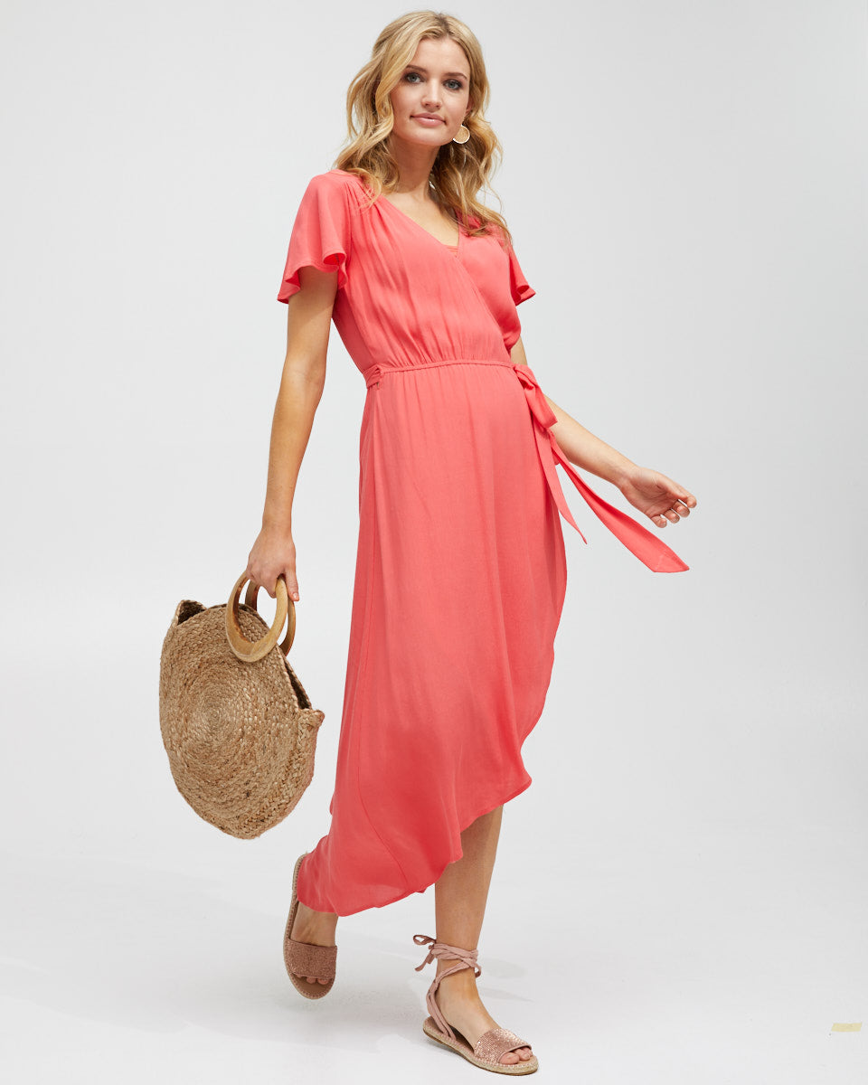 Wrap Nursing Dress - Watermelon - Peachymama - 4