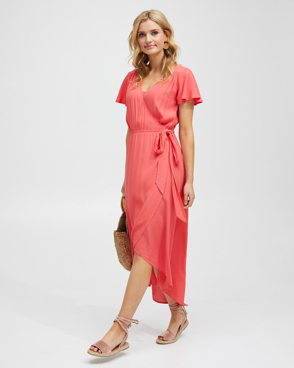 Wrap Nursing Dress - Watermelon - Peachymama - 5