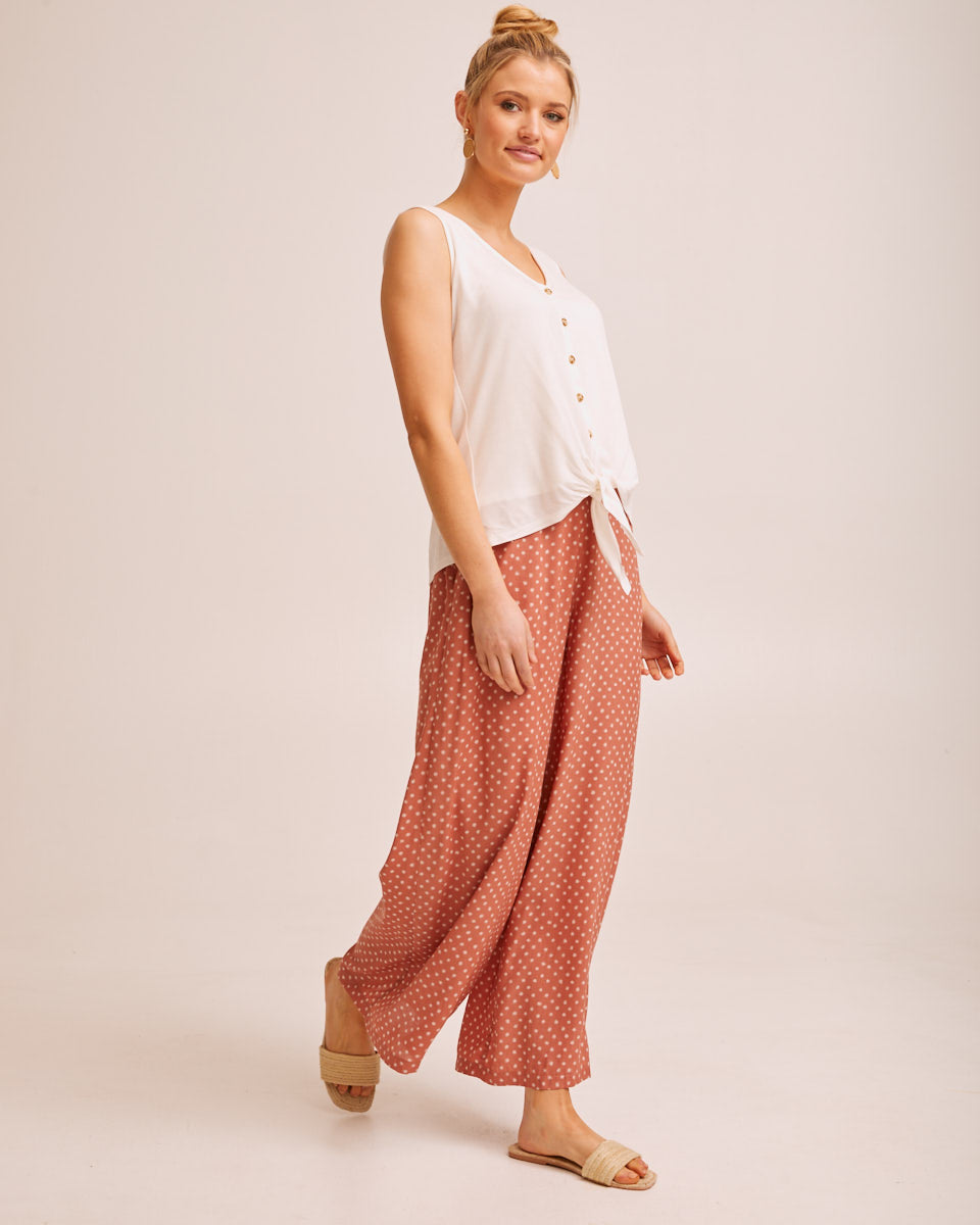 Wide Leg Post Pregnancy Pants - Rust Dot - Peachymama