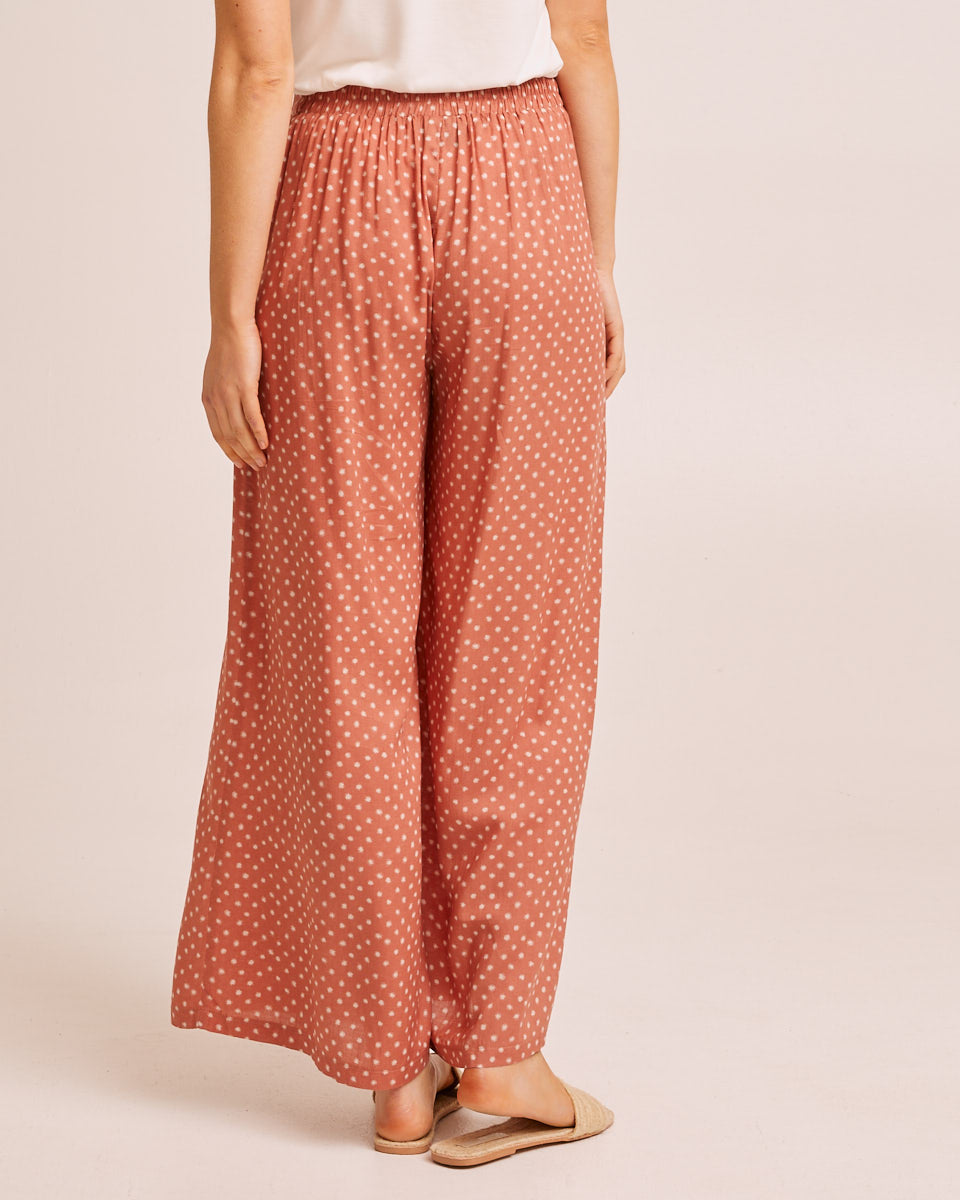 Wide Leg Post Pregnancy Pants - Rust Dot - Peachymama