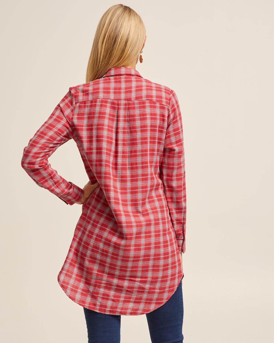 Red Check Long Nursing Shirt - Peachymama