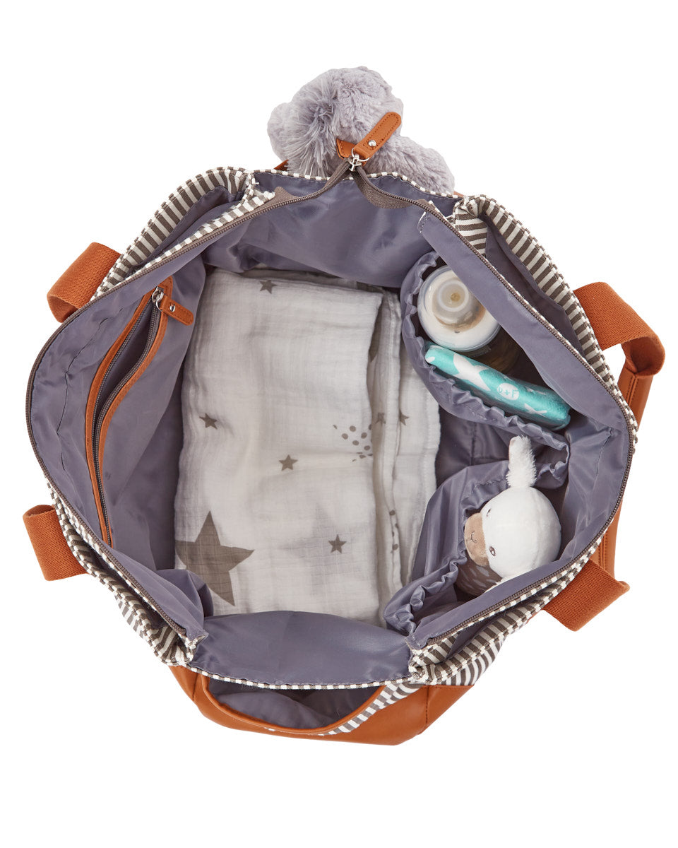The Nappy Bag -  Dawn Grey Stripe - Peachymama