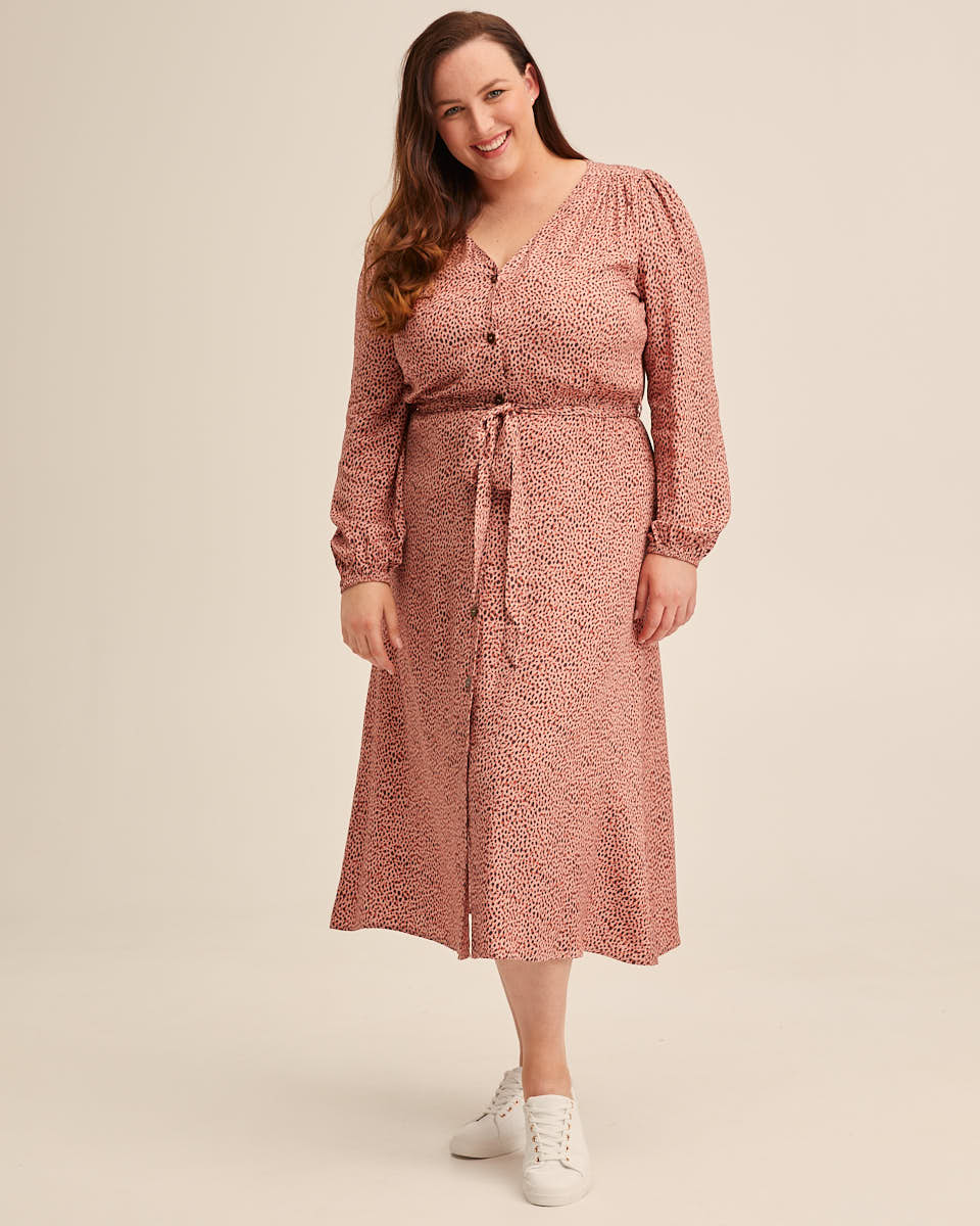 Breastfeeding Animal Midi Dress - Tan - Peachymama