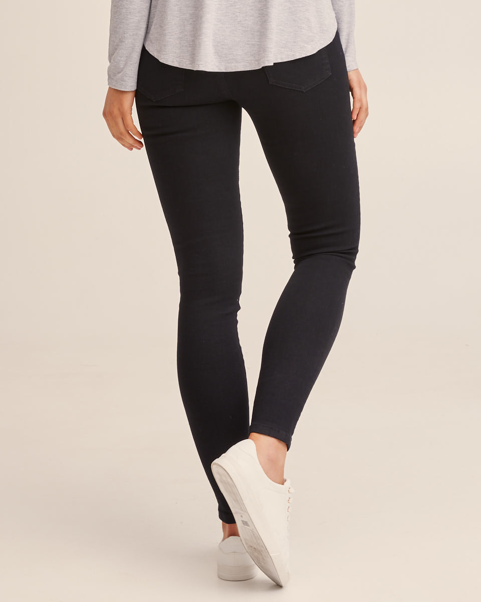 High Waist Stretch Denim Jeans - Black - Peachymama