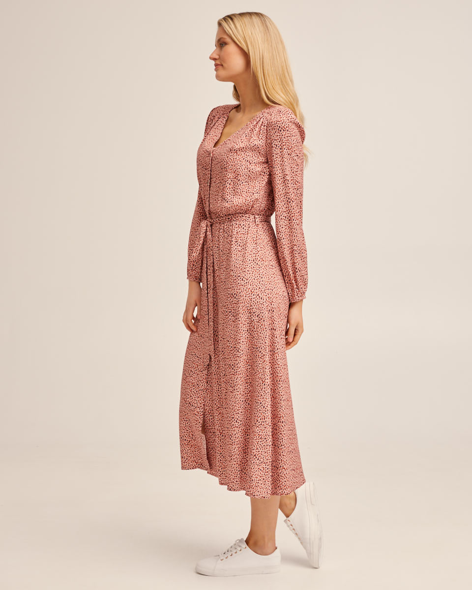 Breastfeeding Animal Midi Dress - Tan - Peachymama