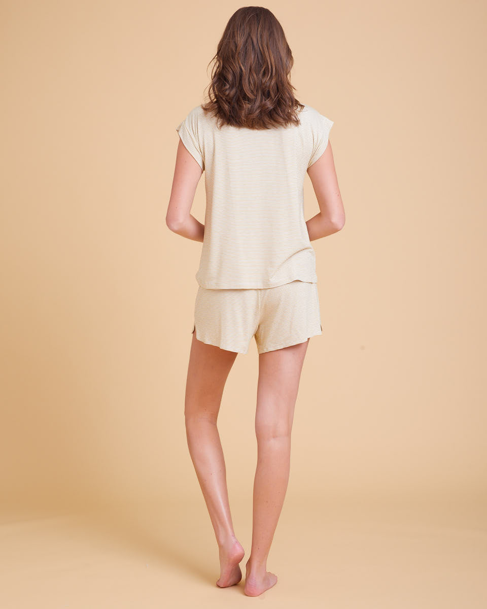 Stripe Nursing Pyjamas - Honey - Peachymama