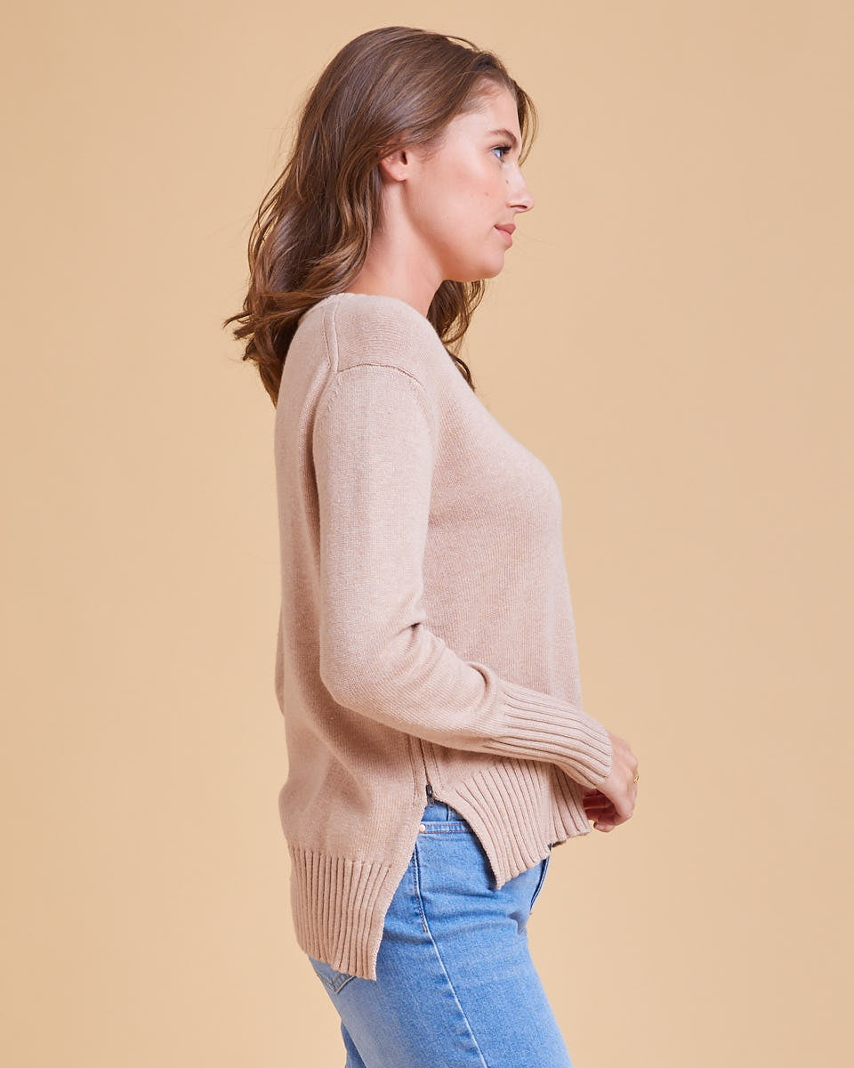 Nursing Knit Sweater - Sand - Peachymama