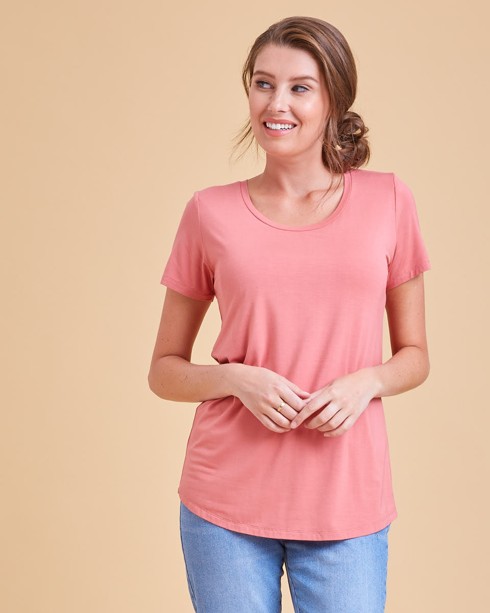 Bamboo Nursing Tee - Cinnamon - Peachymama