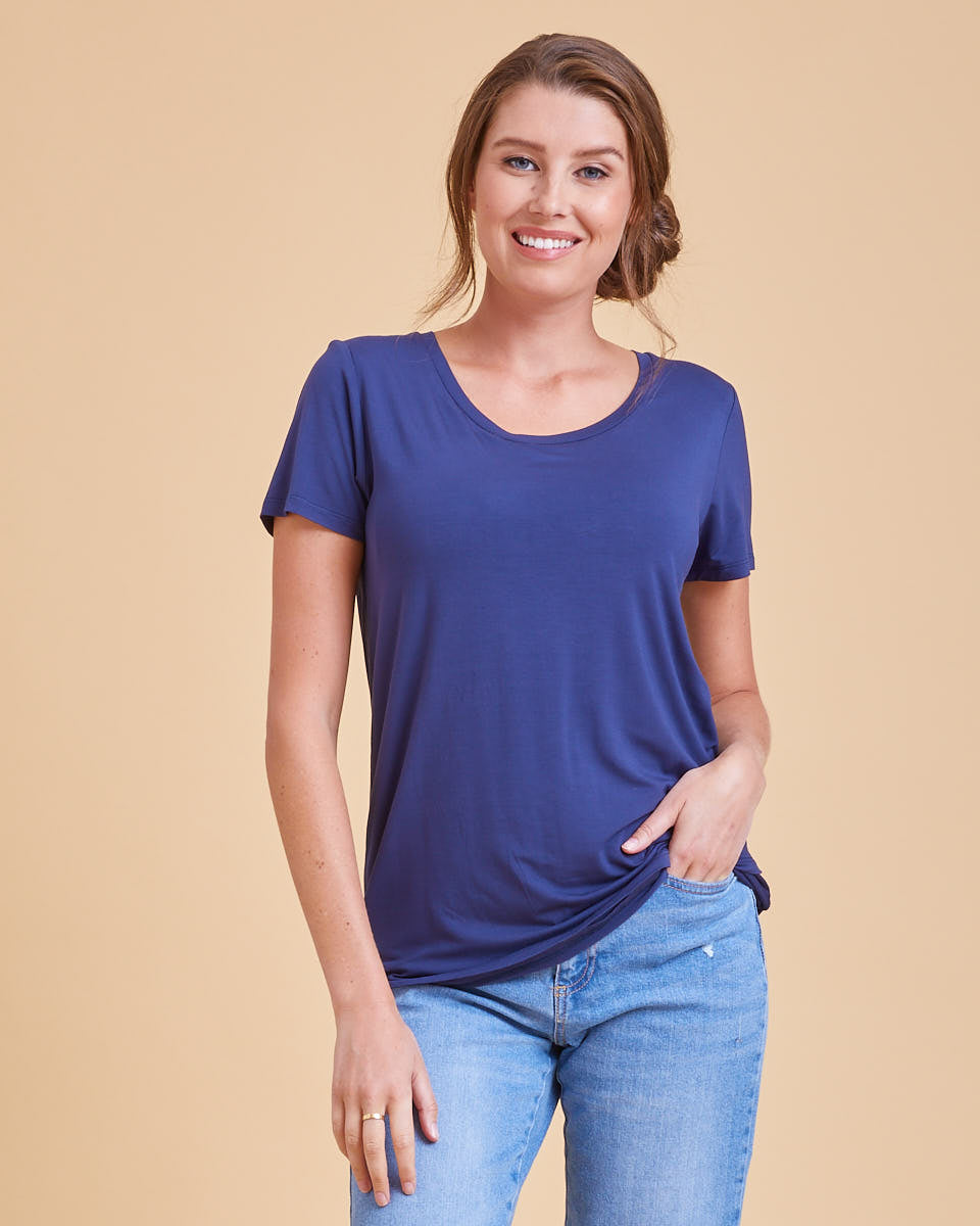 Bamboo Nursing Tee - Navy - Peachymama