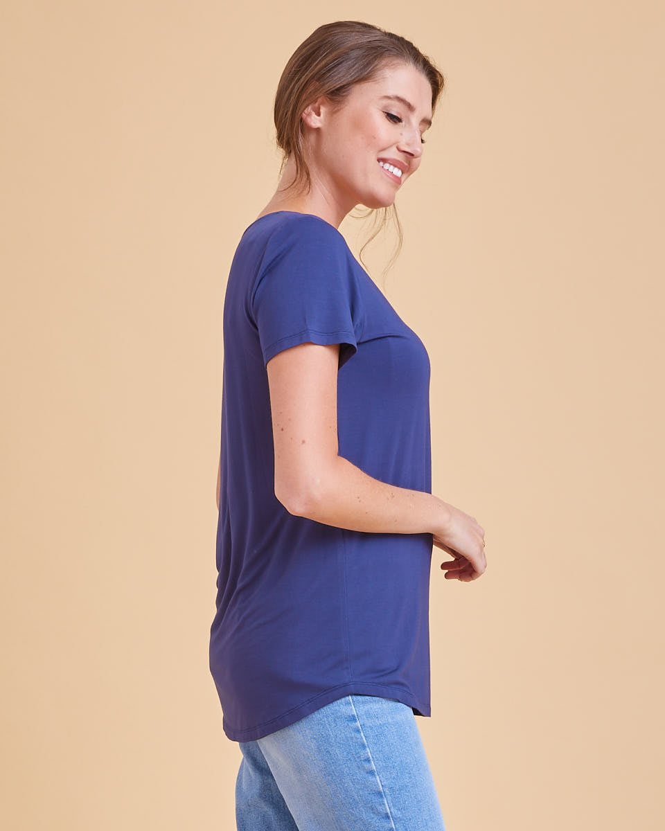 Bamboo Nursing Tee - Navy - Peachymama