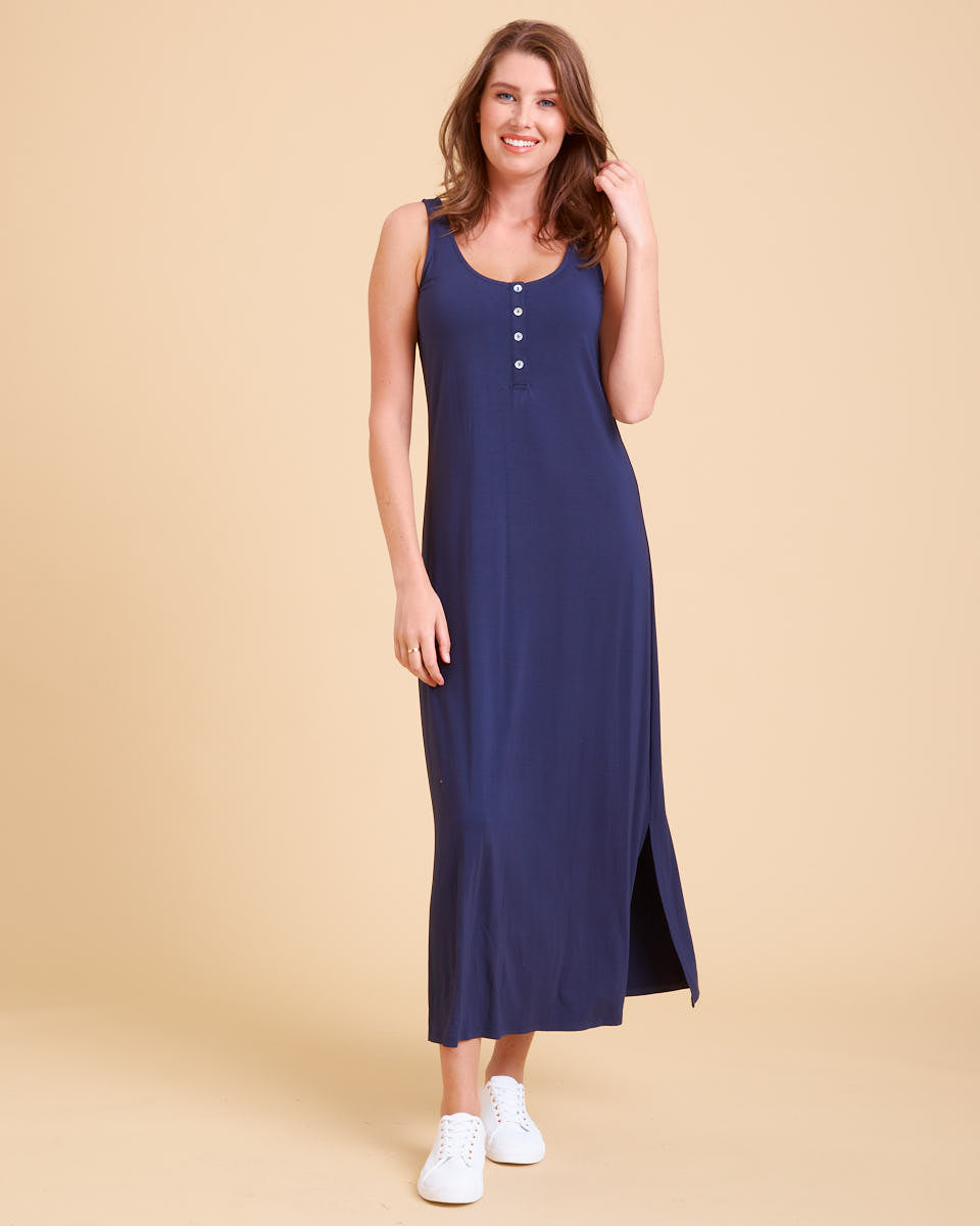 Eva Nursing Tank Dress - Navy - Peachymama