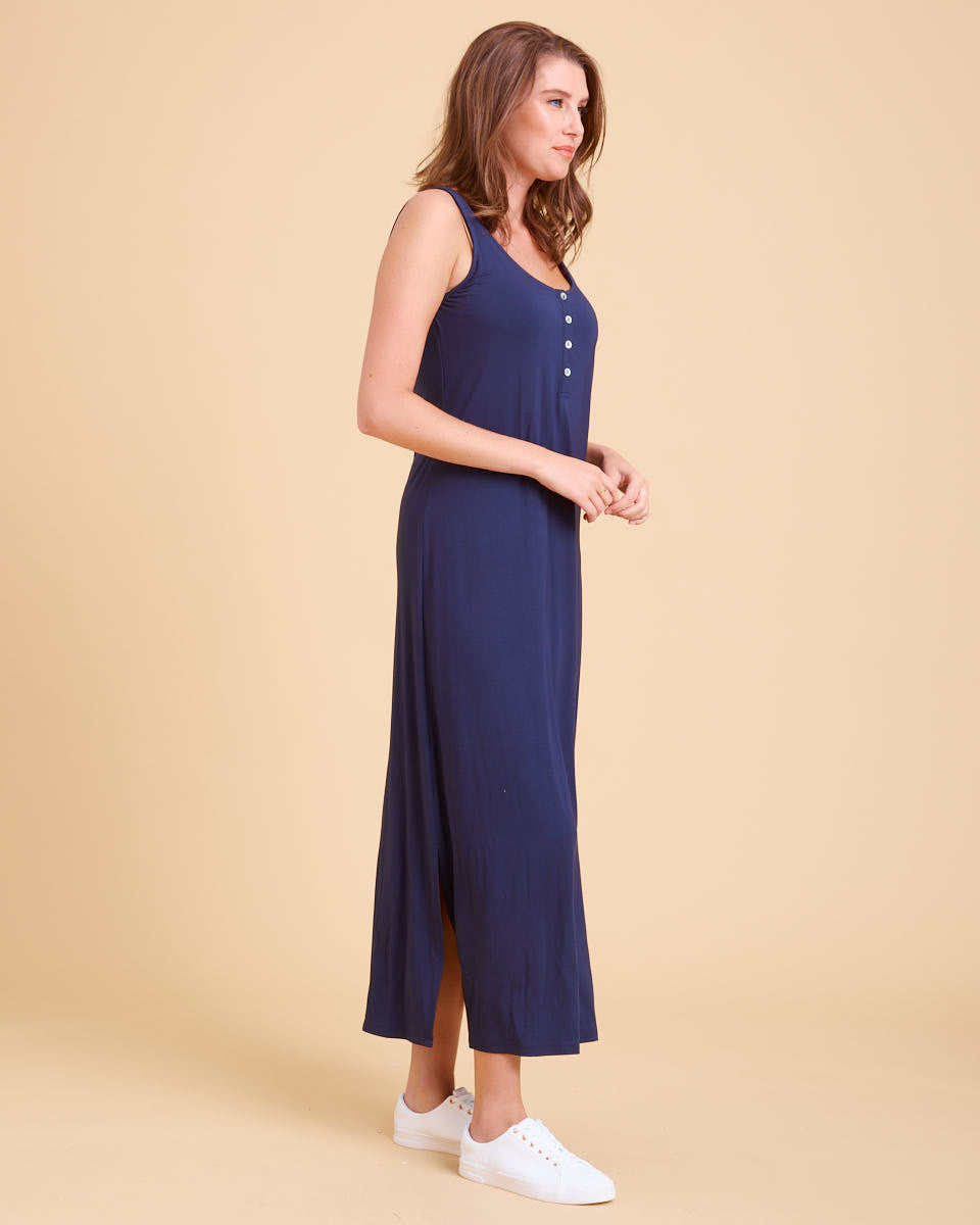 Eva Nursing Tank Dress - Navy - Peachymama