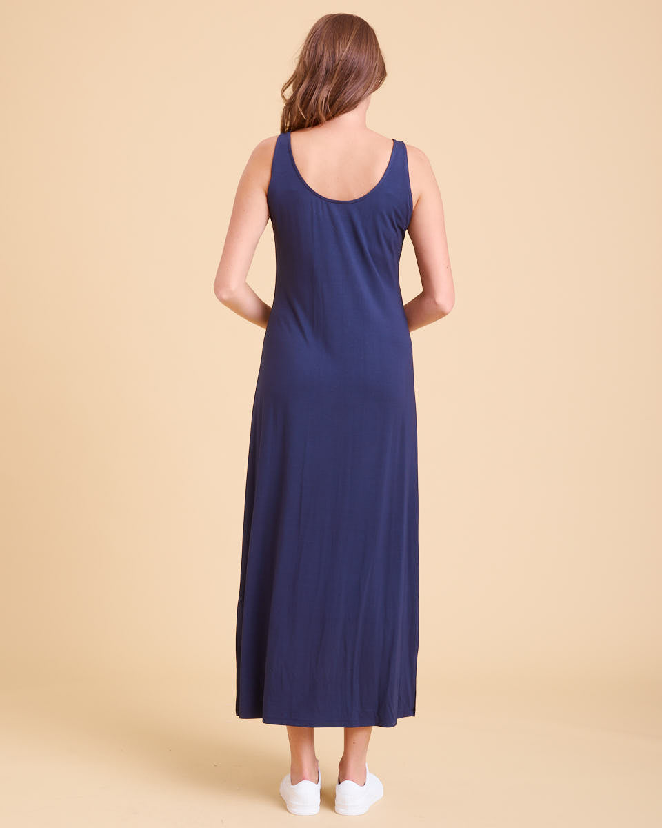 Eva Nursing Tank Dress - Navy - Peachymama