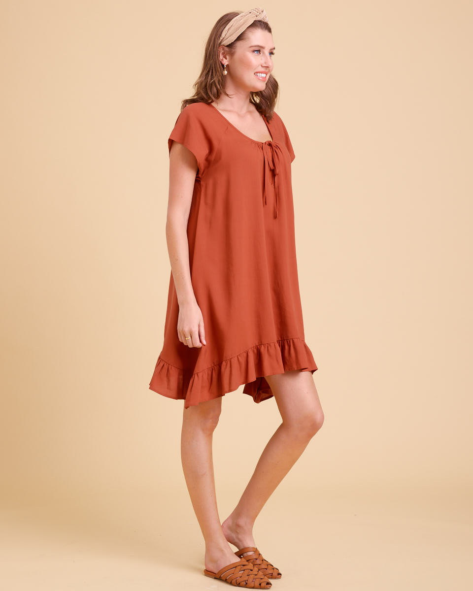Whisper Nursing Dress - Rust - Peachymama