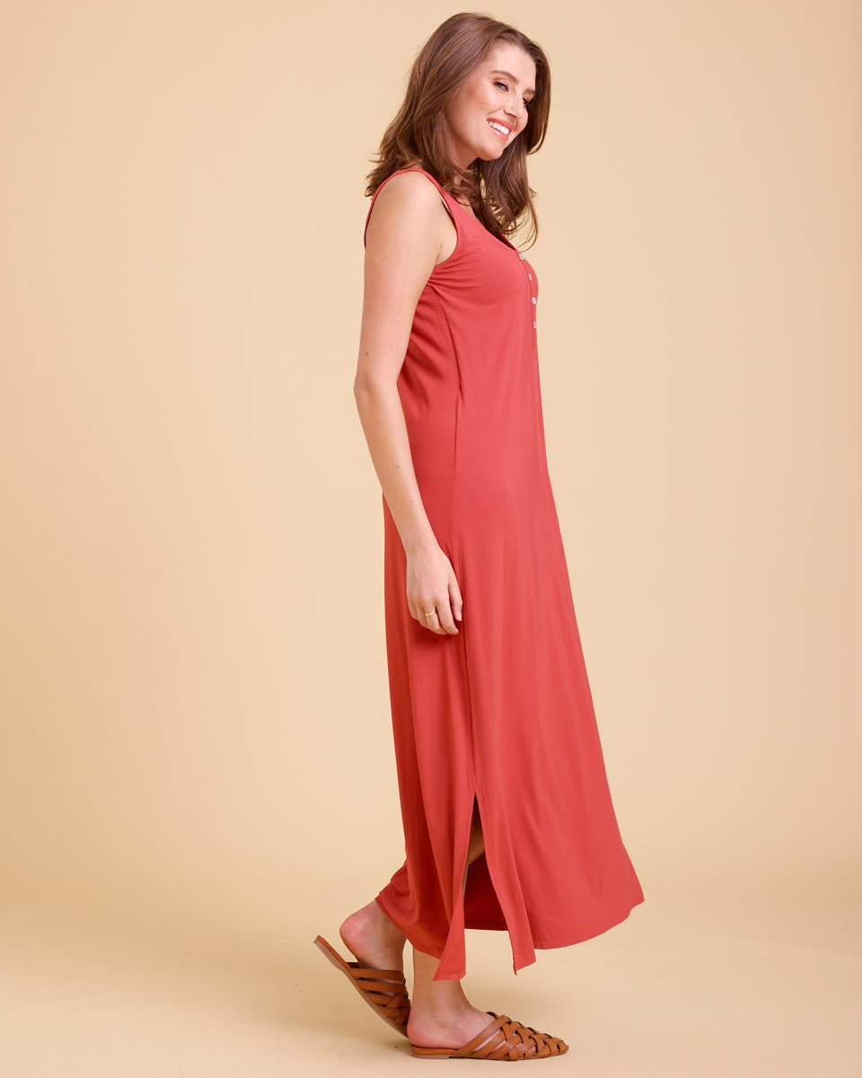 Eva Nursing Tank Dress - Deep Rose - Peachymama