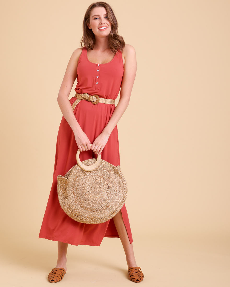 Eva Nursing Tank Dress - Deep Rose - Peachymama