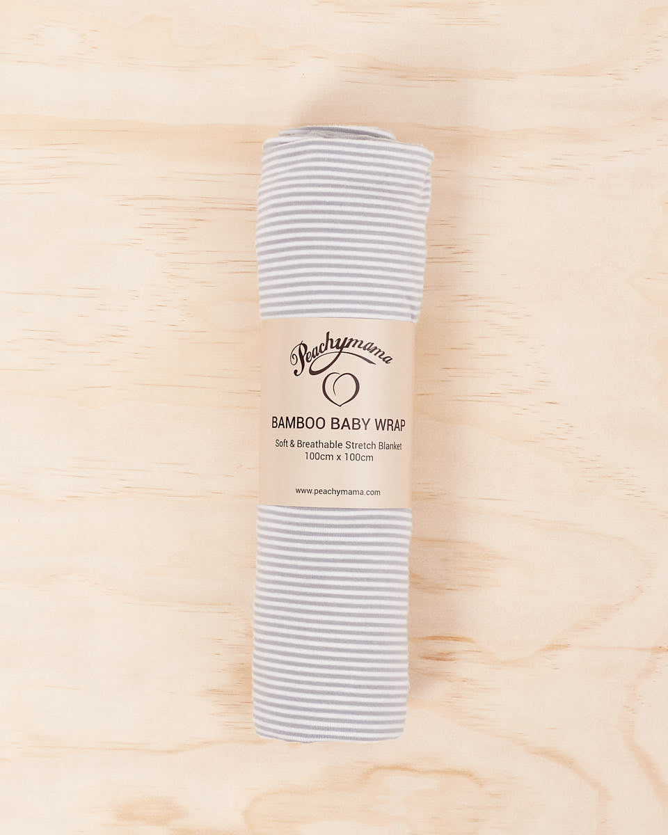 Bamboo Baby Wrap - Grey Stripe - Peachymama