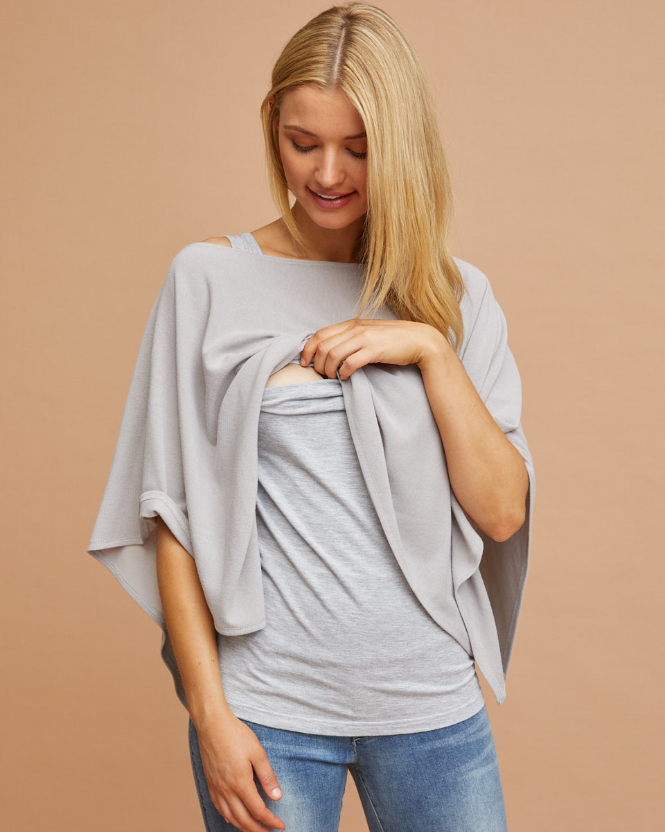 Knit Breastfeeding Cover - Grey - Peachymama