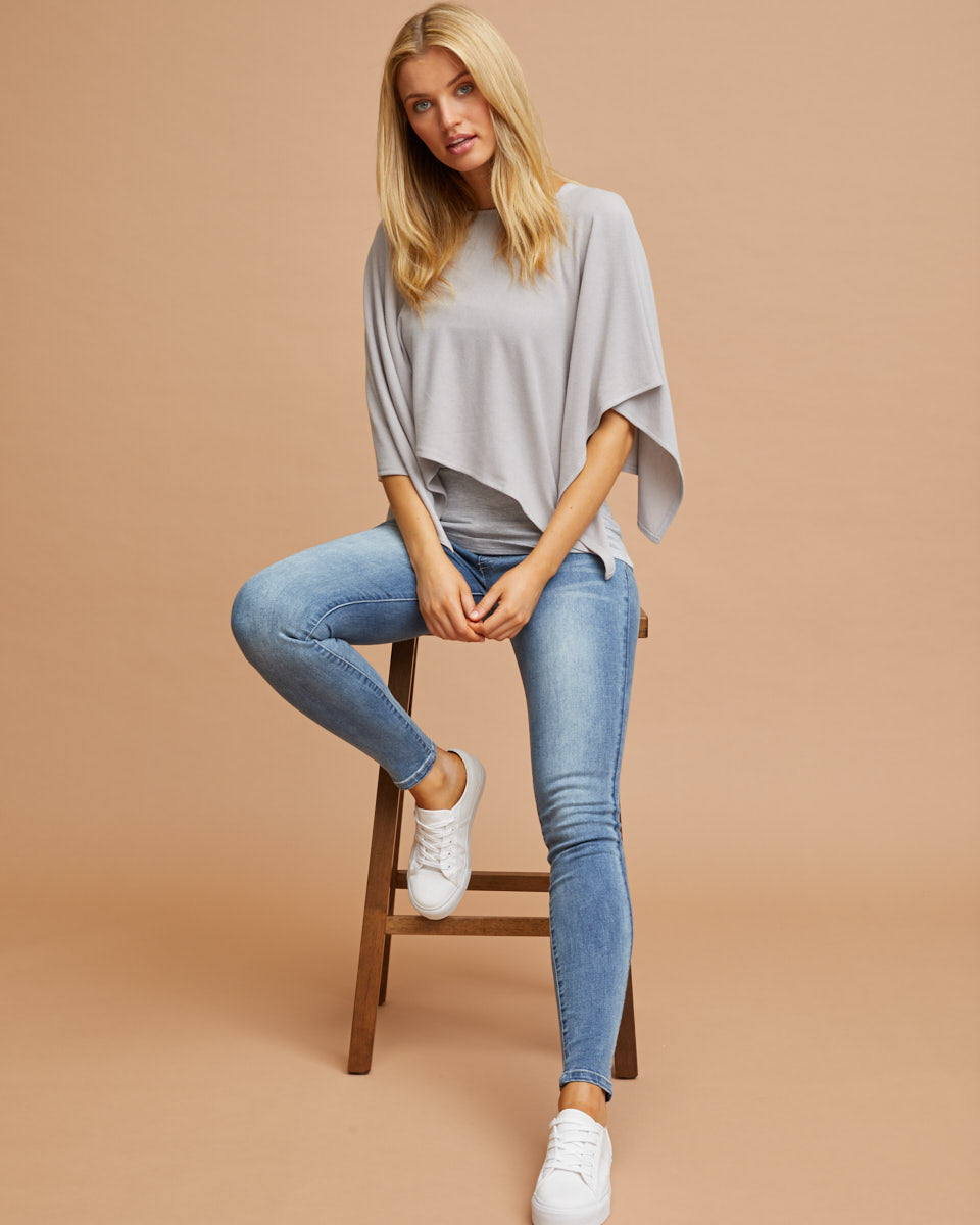 Knit Breastfeeding Cover - Grey - Peachymama