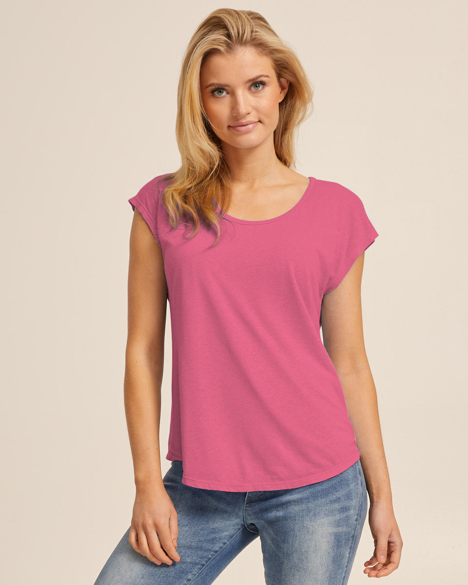 Linen Nursing Tee - Fuchsia - Peachymama